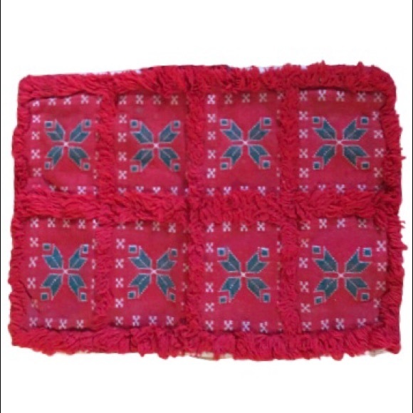 Vintage Moroccan Berber Wool Kilim Red Green Christmas Pillow Cover Sham - Picture 12 of 12